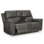 Leather combo reclining loveseat