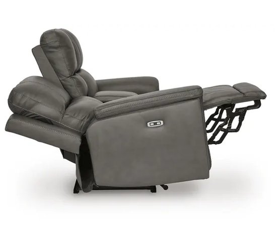 Leather combo reclining loveseat