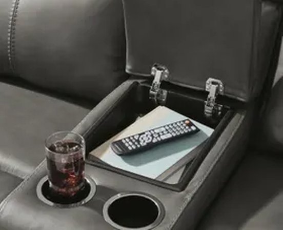 Leather combo reclining loveseat