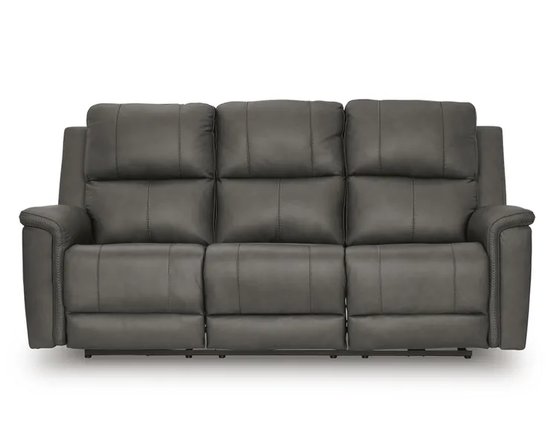 Leather combo reclining sofa