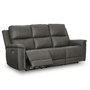 Leather combo reclining sofa