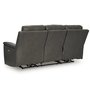 Leather combo reclining sofa