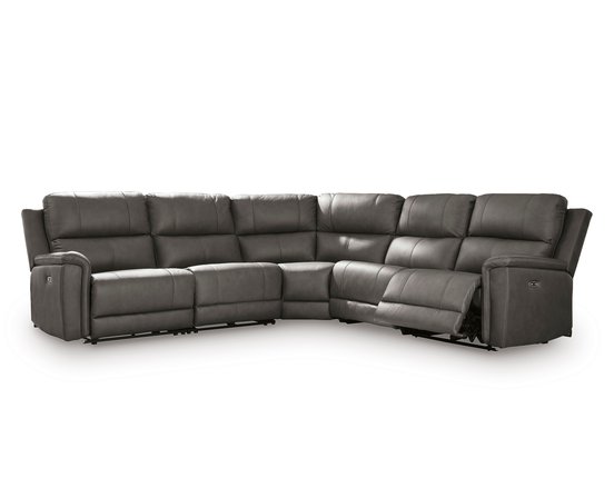 Leather combo reclining sectional