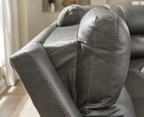 Leather combo reclining sectional