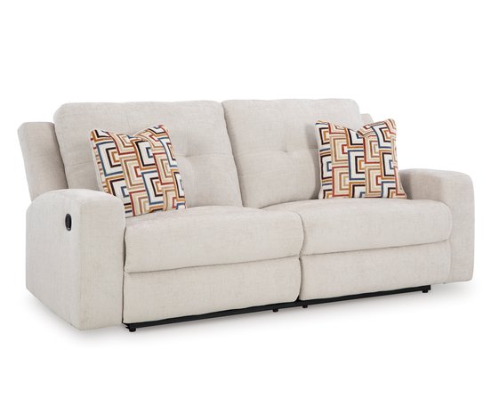 Fabric reclining condo sofa
