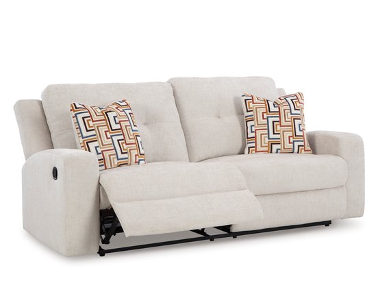 Fabric reclining condo sofa