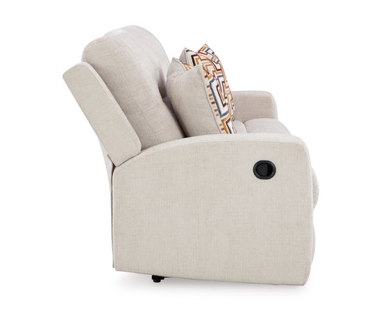 Fabric reclining condo sofa