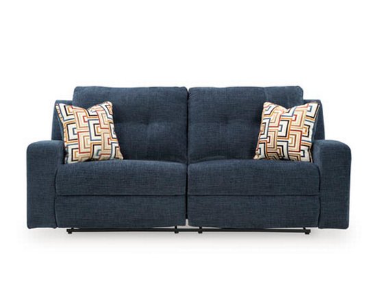 Fabric reclining condo sofa