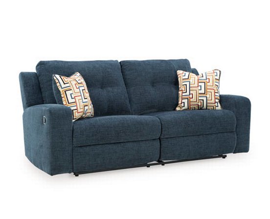 Fabric reclining condo sofa