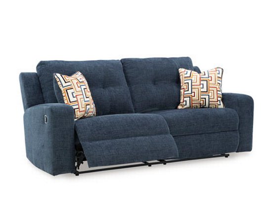 Fabric reclining condo sofa
