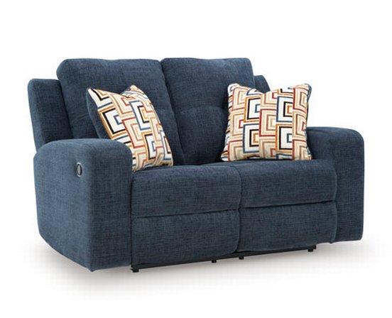 Fabric reclining loveseat