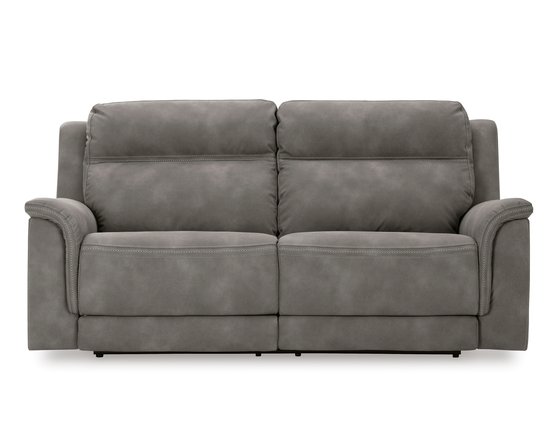 Fabric reclining condo sofa