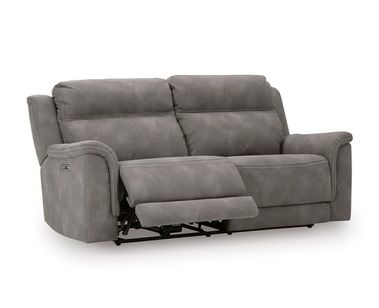Fabric reclining condo sofa