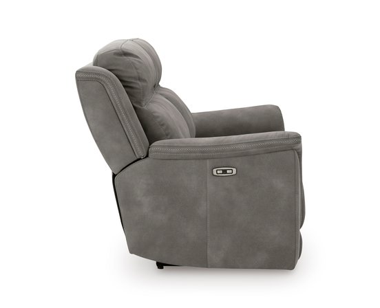 Fabric reclining condo sofa