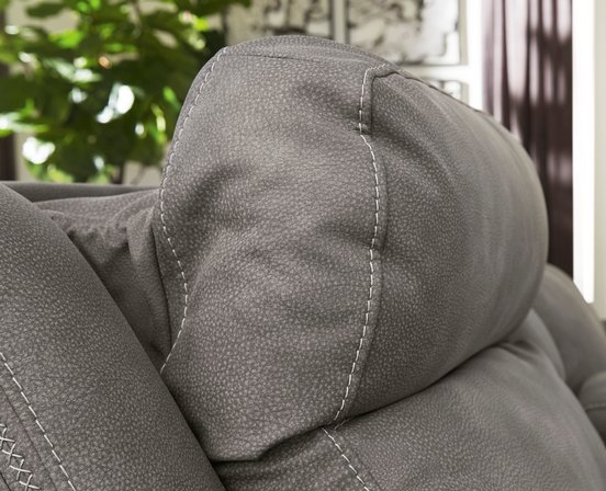 Fabric reclining condo sofa