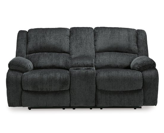 Fabric reclining loveseat