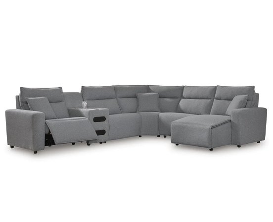 Reclining fabric sectional sofa
