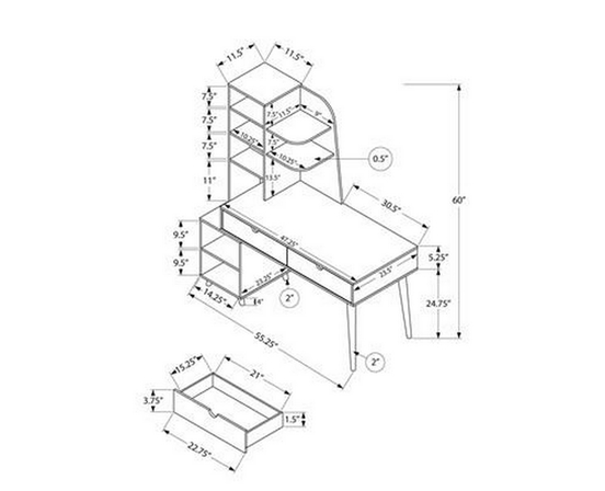Bookcase Office Desk by Monarch
