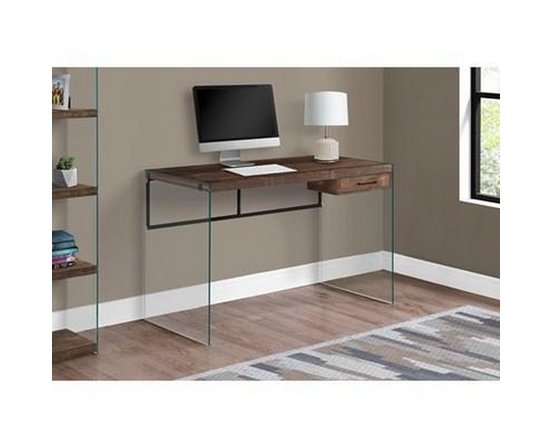 Tempered Glass Office Desk by Monarch