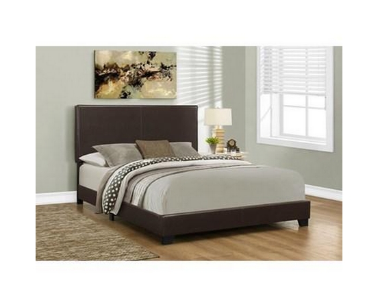 Queen Upholstered Panel Bed by Monarch