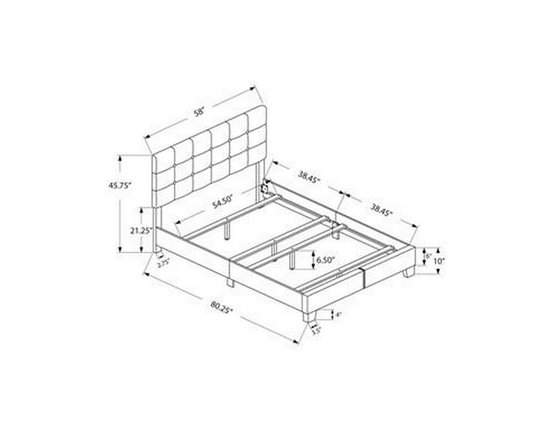 Full Upholstered Panel Bed by Monarch