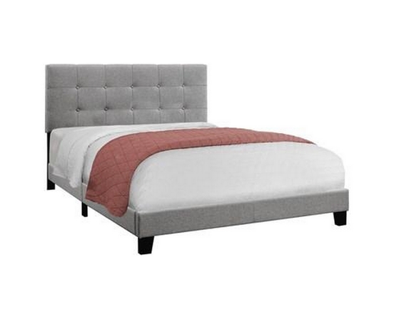 Queen Upholstered Panel Bed by Monarch