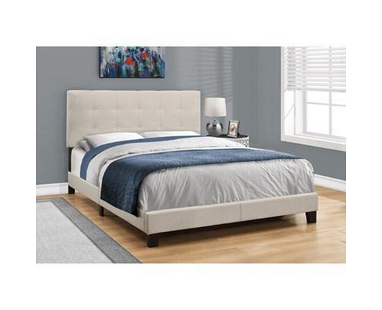 Queen Upholstered Panel Bed by Monarch