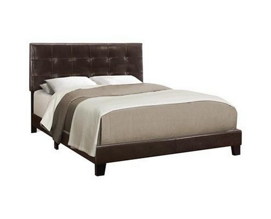 Queen Upholstered Panel Bed by Monarch