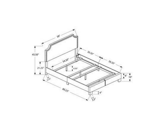 Full Upholstered Panel Bed by Monarch