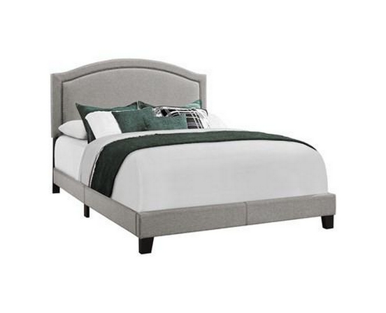 Queen Upholstered Panel Bed by Monarch