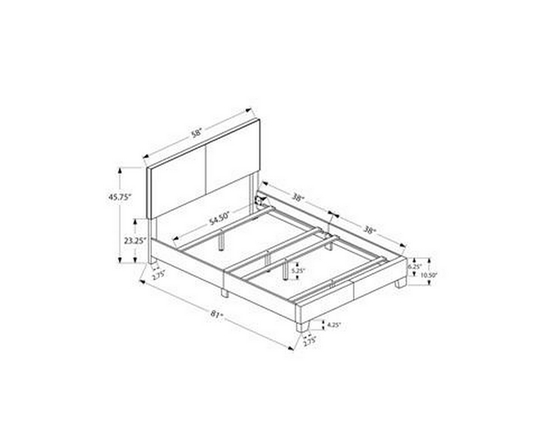 Full Upholstered Panel Bed by Monarch