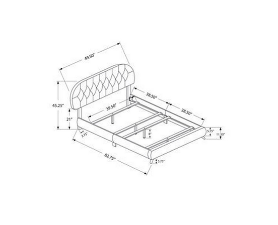 Twin Upholstered Platform Bed by Monarch