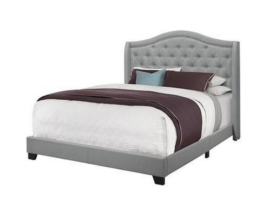 Queen Upholstered Panel Bed by Monarch