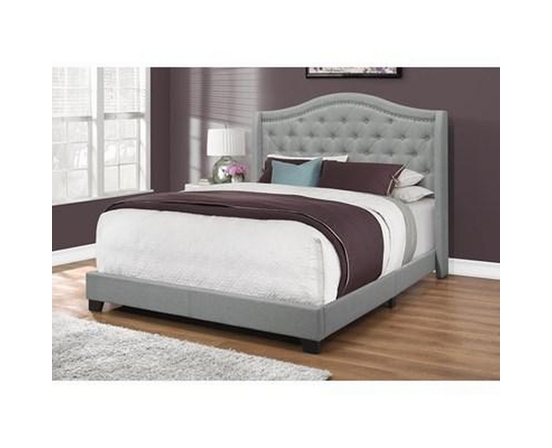 Queen Upholstered Panel Bed by Monarch