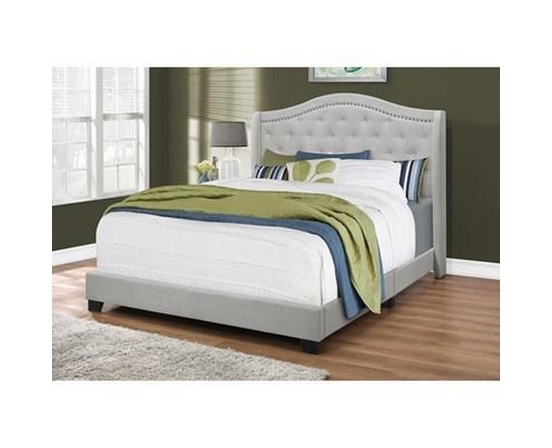 Queen Upholstered Panel Bed by Monarch