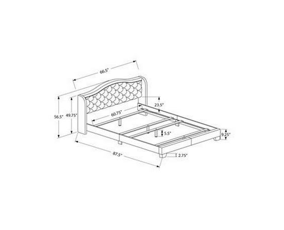 Queen Upholstered Panel Bed by Monarch