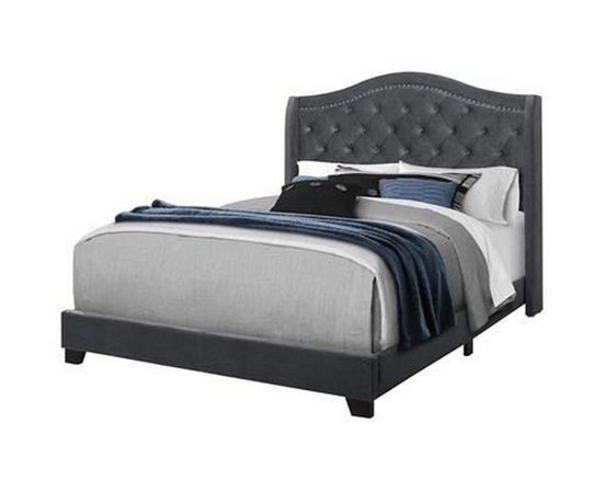 Queen Upholstered Panel Bed by Monarch