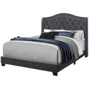 Queen Upholstered Panel Bed by Monarch