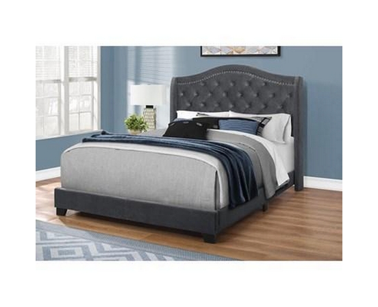Queen Upholstered Panel Bed by Monarch