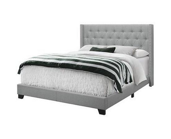 Queen Upholstered Platform Bed by Monarch