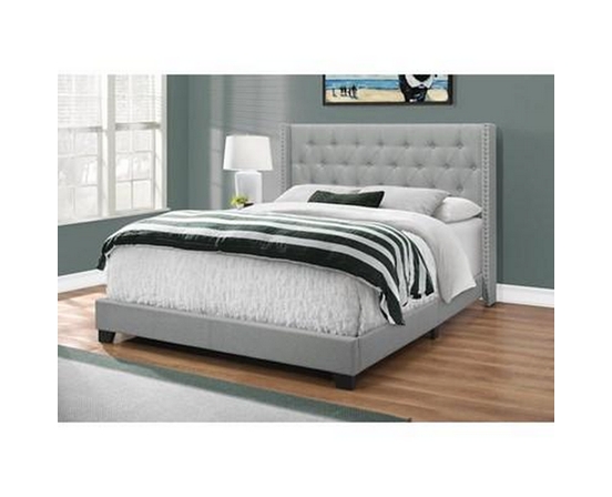 Queen Upholstered Platform Bed by Monarch