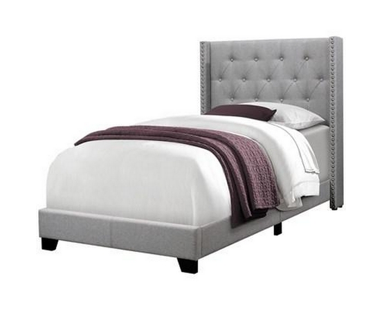 Twin Upholstered Platform Bed by Monarch