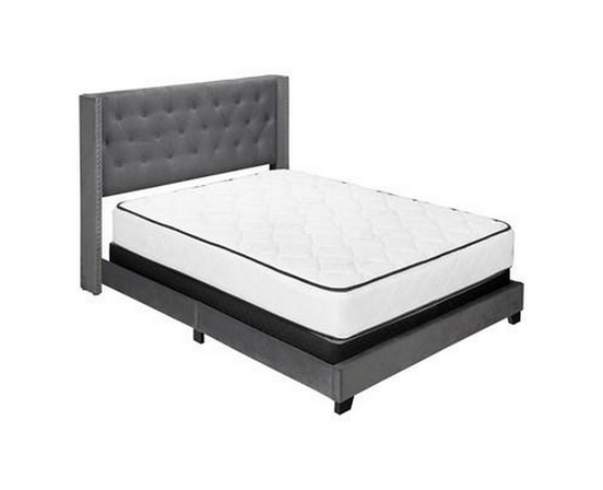 Queen Upholstered Platform Bed by Monarch