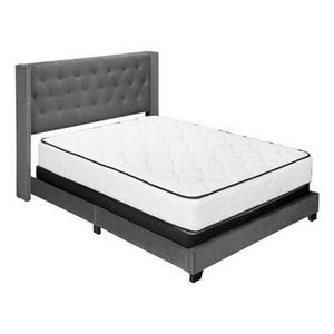 Queen Upholstered Platform Bed by Monarch