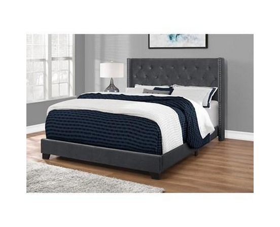 Queen Upholstered Platform Bed by Monarch