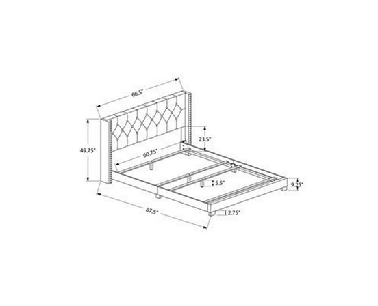 Queen Upholstered Platform Bed by Monarch