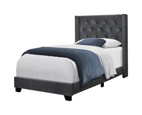 Twin Upholstered Platform Bed by Monarch