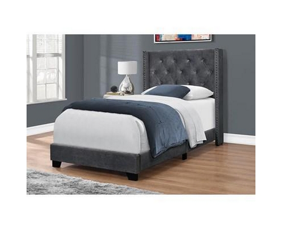 Twin Upholstered Platform Bed by Monarch