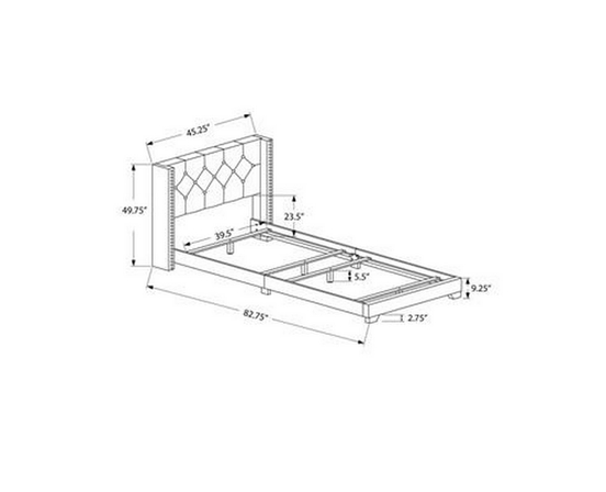 Twin Upholstered Platform Bed by Monarch