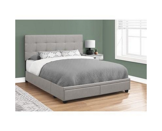 Queen Upholstered Platform Bed with Storage by Monarch